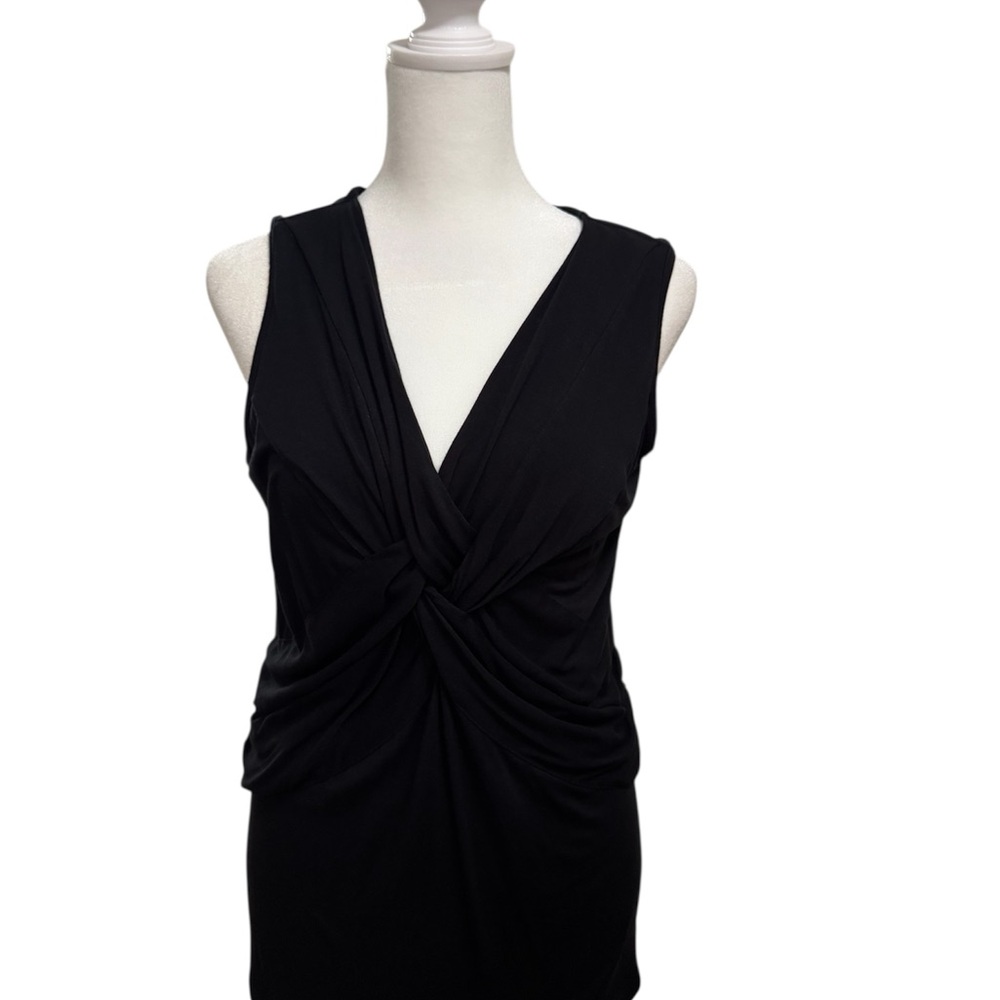 Investments Black Braided V-Neck Sleeveless Blouse